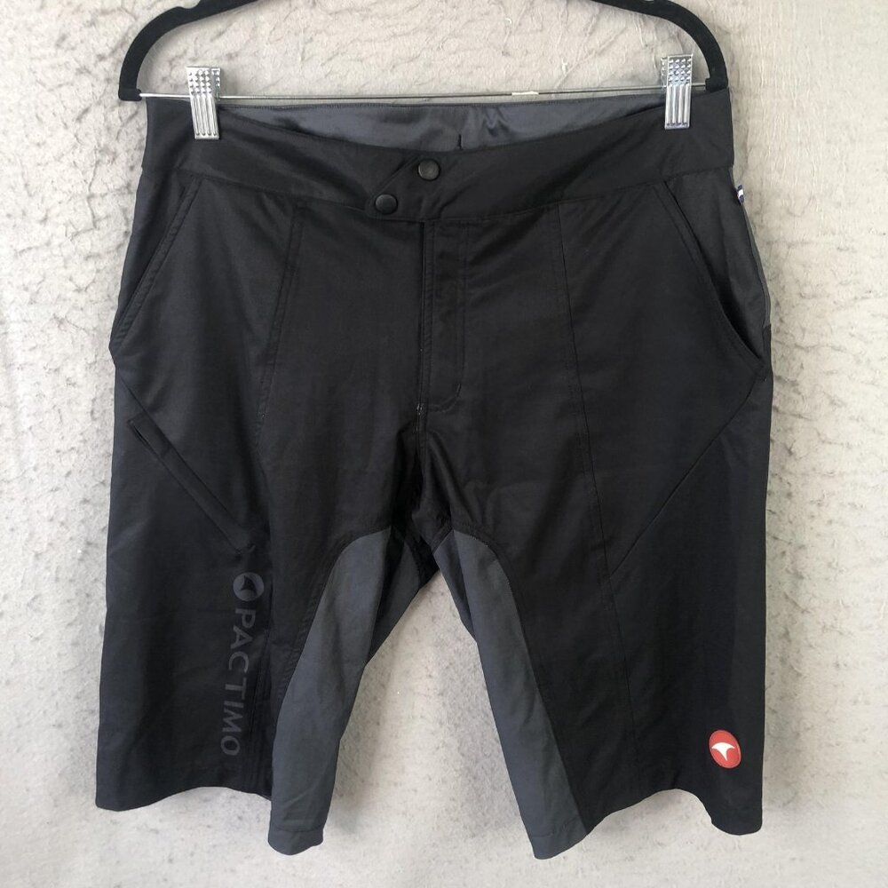 Pactimo Shorts Mens Medium Black Cycling Mountain Bike Stretch Quick Dry Pockets